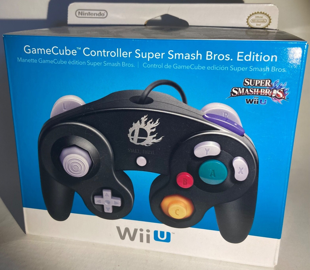 💥🎮 Smash Bros Wii U GameCube Controller Black, Sealed