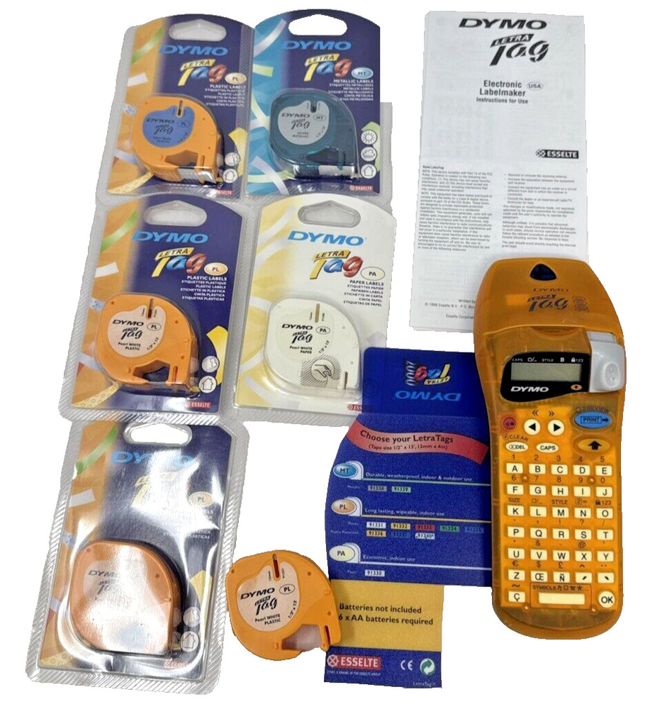 Dymo Letra Hand Held Digital Screen Tag Label Maker5 Sealed Refills WORKING