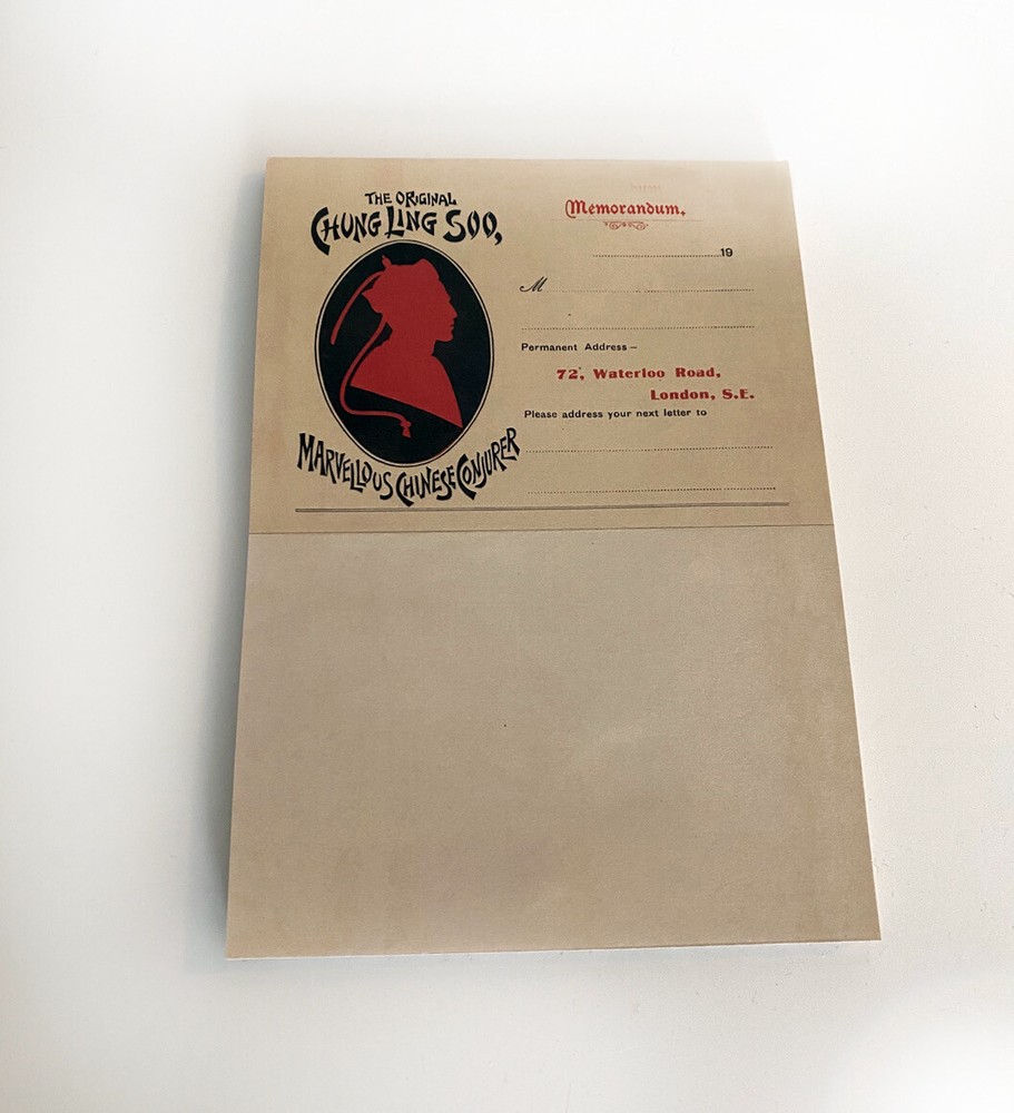 CHUNG LING SOO SILHOUETTE LETTERHEAD NOTEPAD / Custom Magician's Notepad