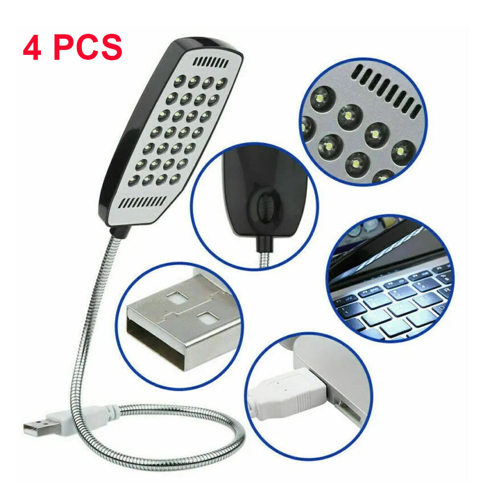 4Pcs 28LED USB Light Flexible Computer Notebook Laptop PC Desk Reading Lamp US