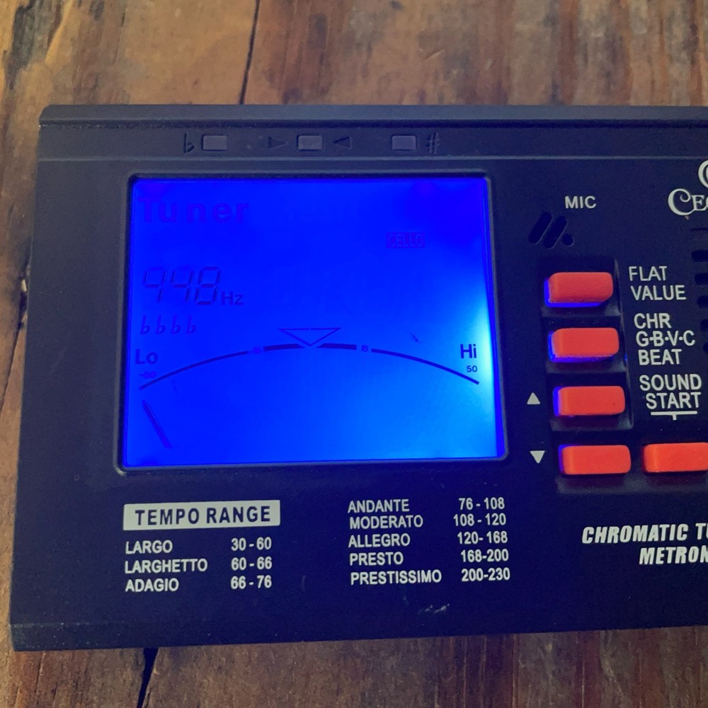 Cecilio 92-D Chromatic String Tuner + Metronome LCD Display