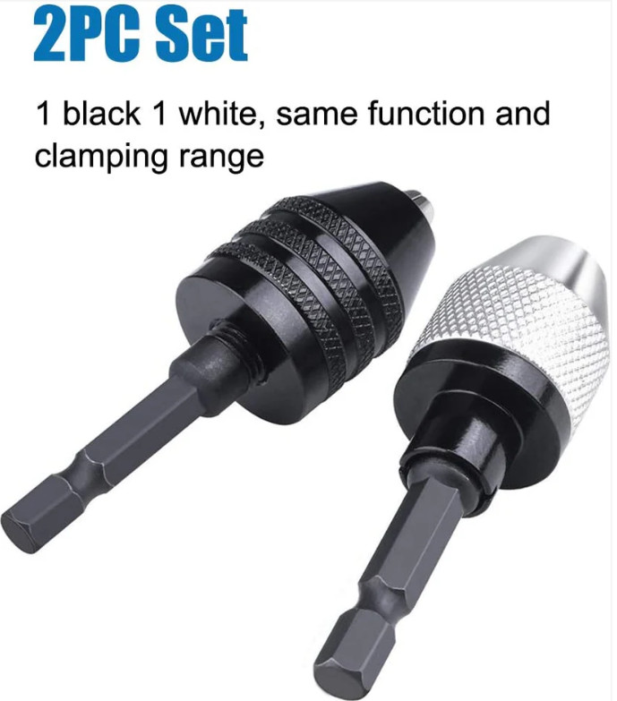 1/4" Keyless Chuck Conversion Hex Shank Drill Adapter Bit Quick Change Driver