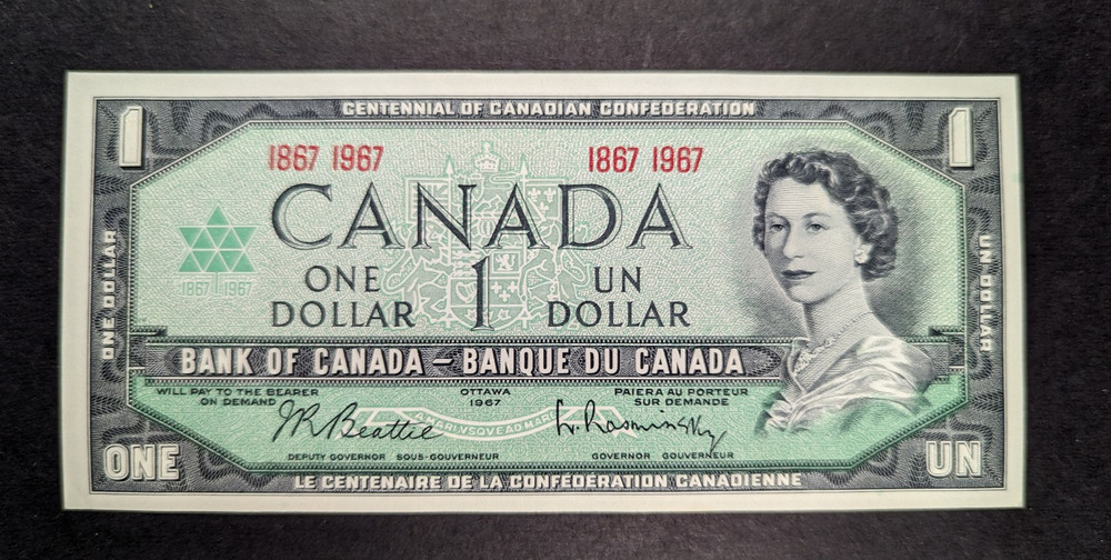 Canada 1967 Centennial $1 One Dollar Beattie Rasminsky UNC