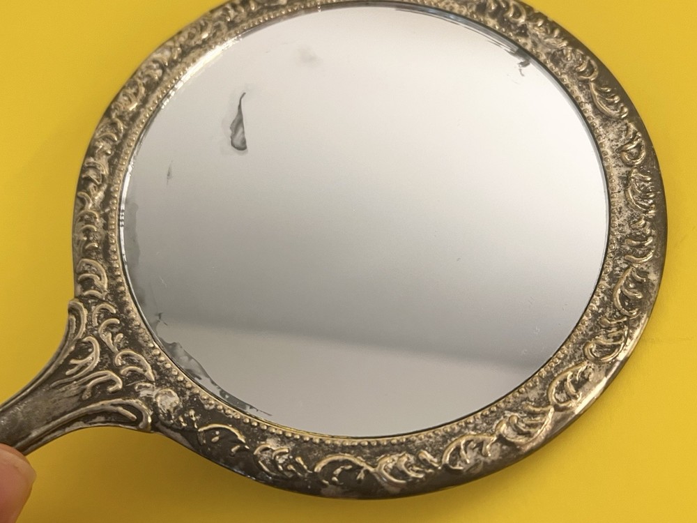 Silver Plated Victorian Style Vintage Hand Mirror