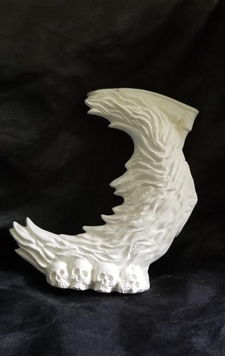 Crescent Shaped Grim Reaper Unpainted Ceramic Bisque
