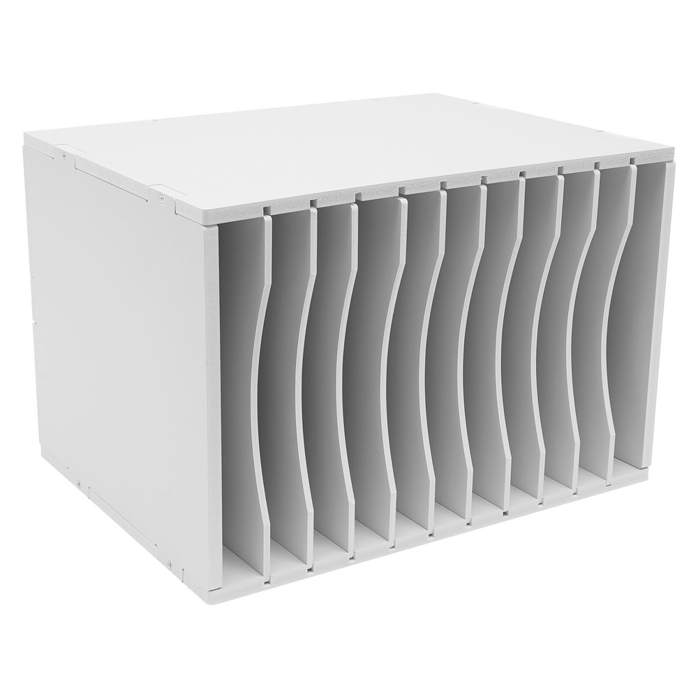 Vertical Desktop Sorter, 11 Compartment, White, Durable Laminate Finish USA