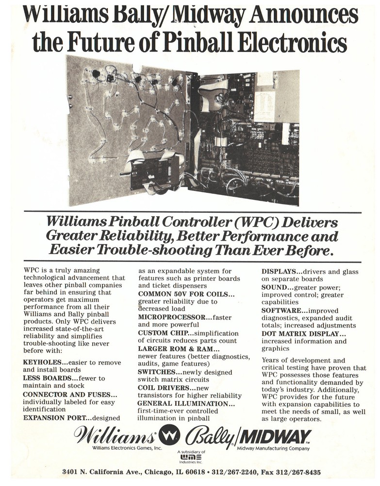 Diamond Plate Williams Pinball Flyer / Brochure/ Ad