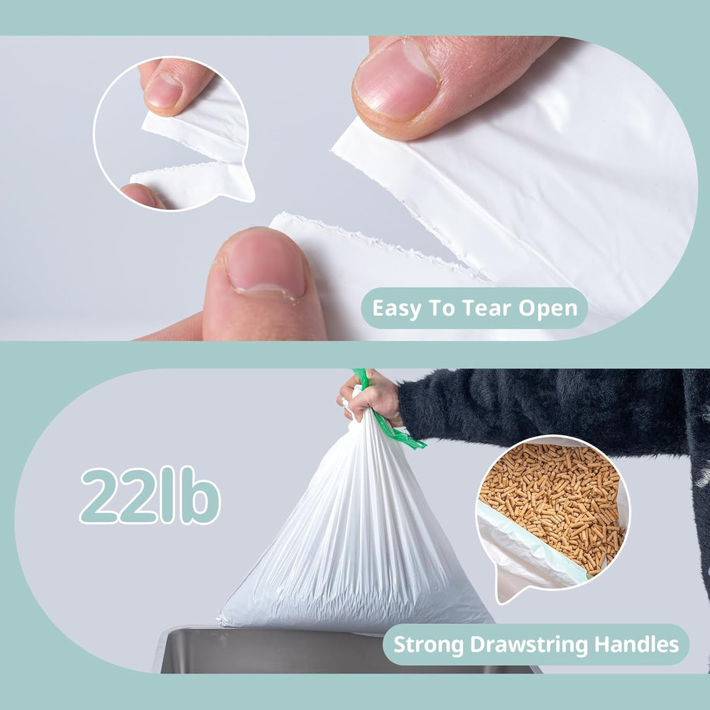 Large Litter Box Liner, 20 Count Litter Box Liner, Extra Large Drawstring Lit...