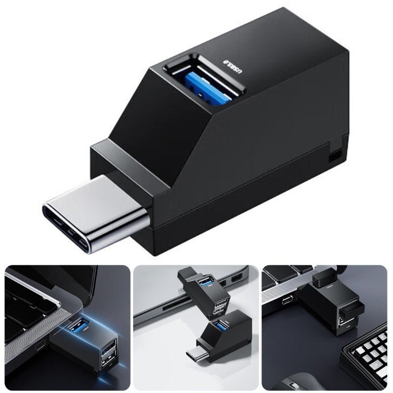 USB Type C 3 Port Splitter Adapter 5Gbps Speed Wide Compatibility