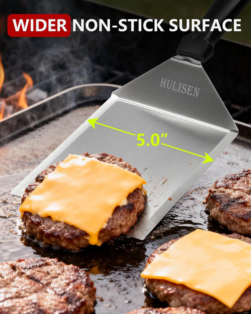 Large Stainless Steel Grill Spatula Turner Scraper Smashed Burger Griddle