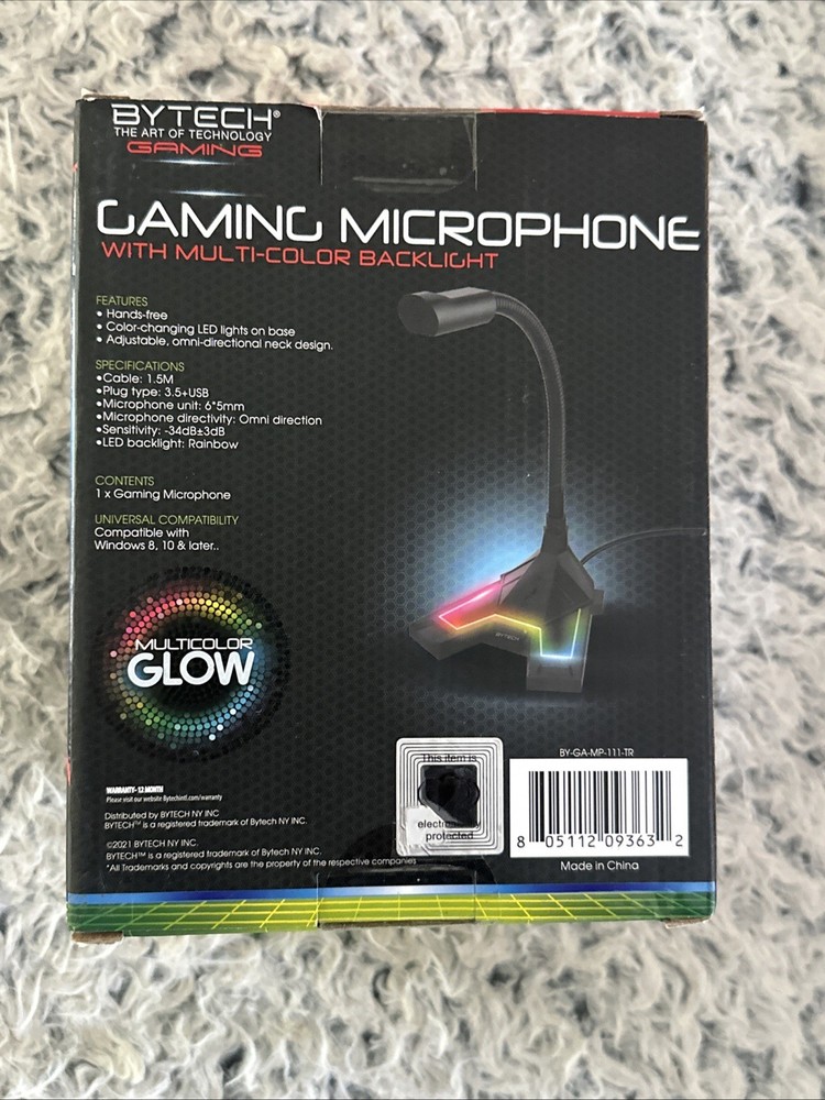 New Bytech Adjustable Gaming microphone - new- Multi Color Backlight Hands Free