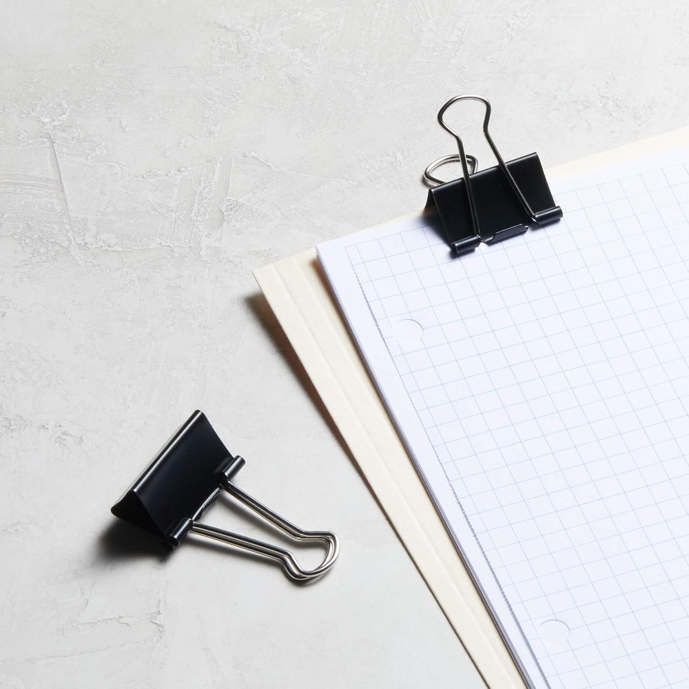 Amazon Basics Sturdy Binder Clips for Office Use, 96 Count (8 Medium, Black