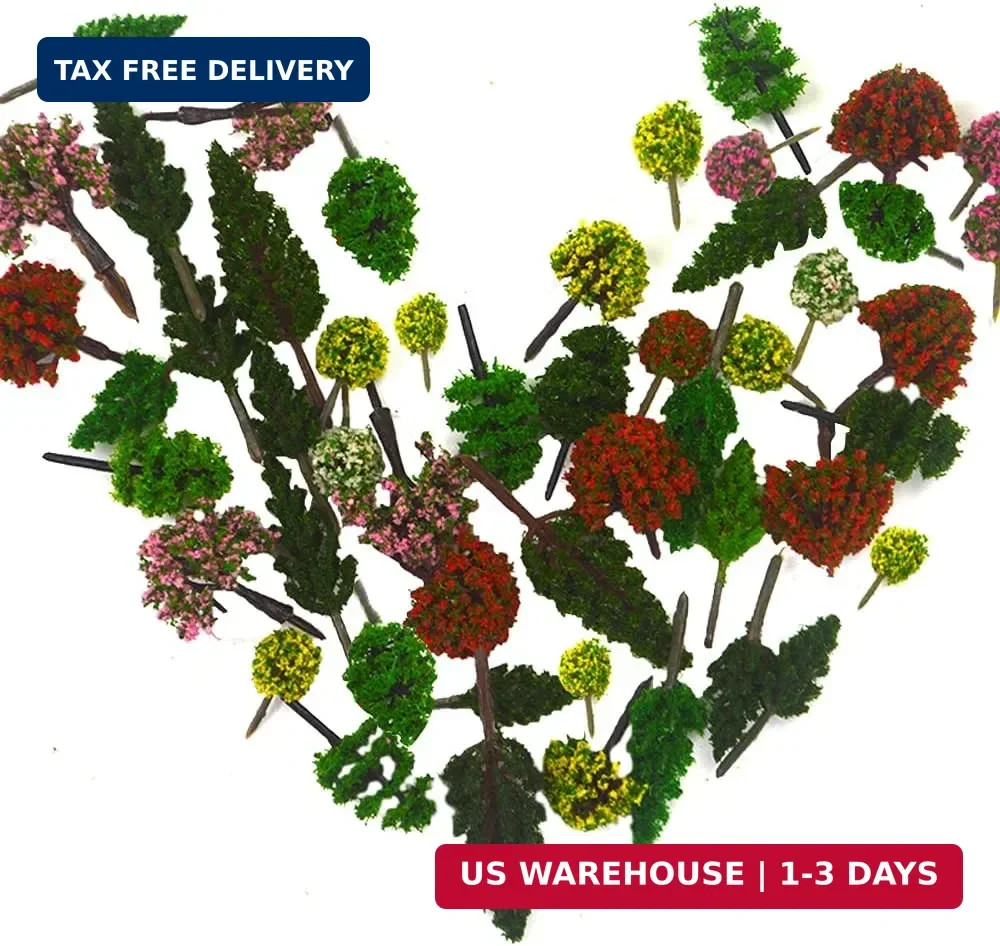 70pcs Mini Model Trees Mixed Miniature Trees Model Train Scenery Artificial Warg
