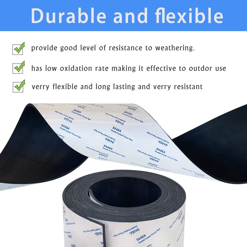 Neoprene Rubber Strip with Adhesive, Solid Rolls & Strips for DIY Gaskets, Cr...