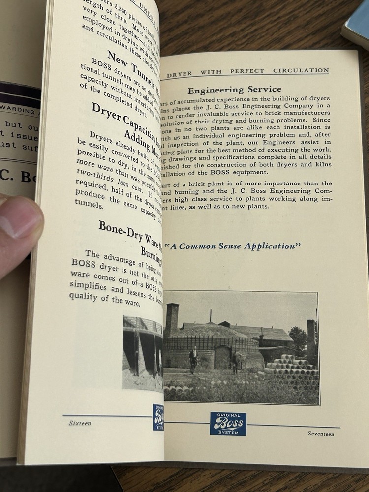 1920s J. C. Boss Engineering - Boss Systems Drying Burning Clay- Catalog Elkhart