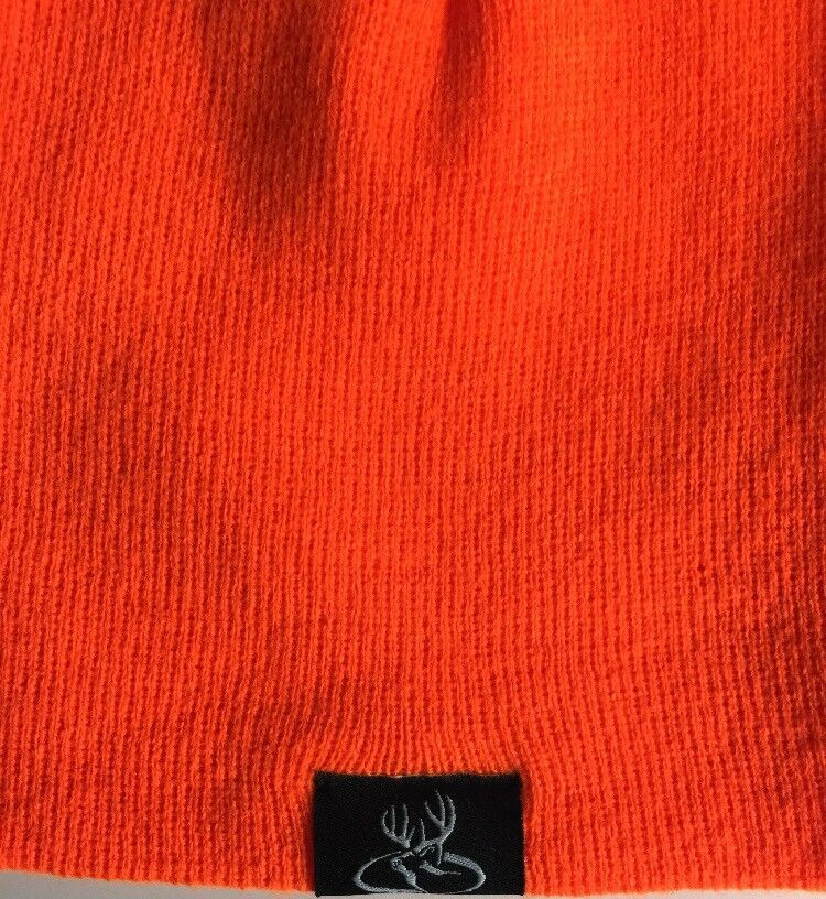 Orange Beanie Hat One Size Black Deer Patch Primos Hunting Solid Stretch Fit NWT