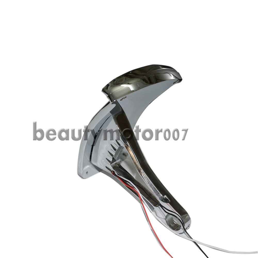 Motorcycle Curved Side Axle Mount License Plate Assembly LED Tail Light Bracket