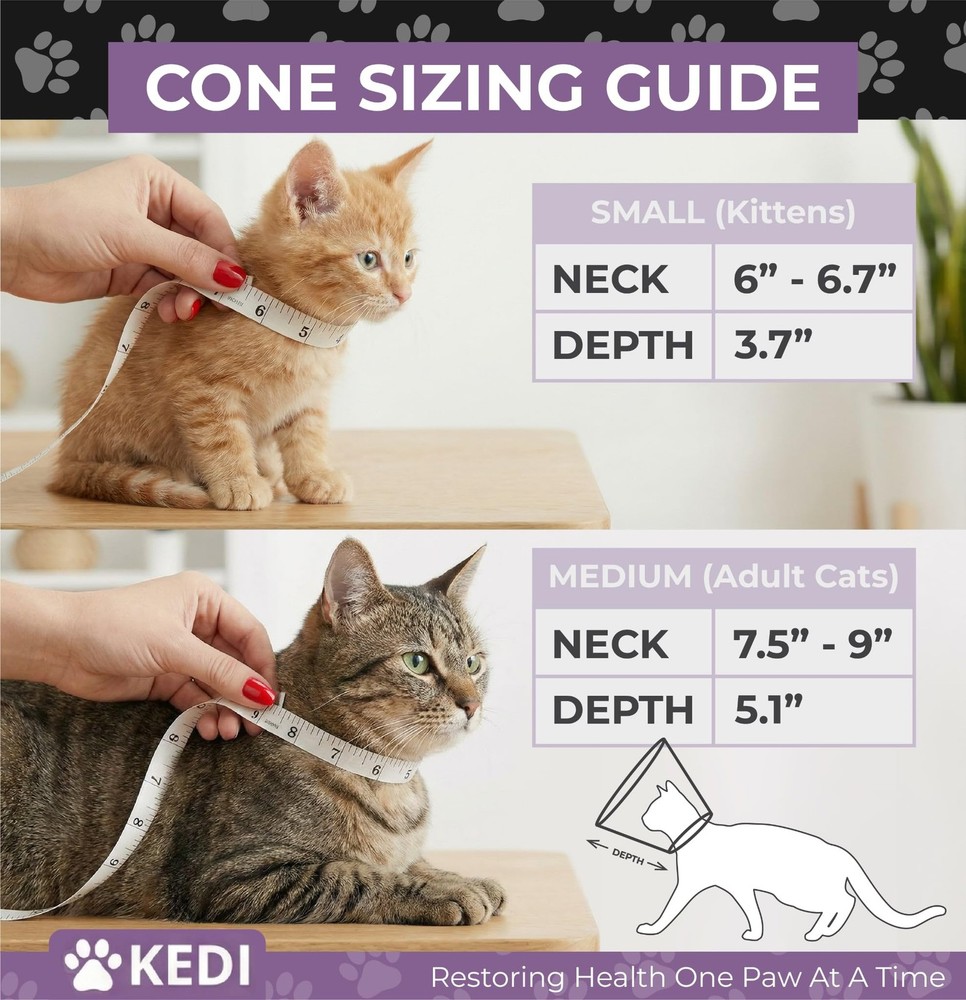 Cat Recovery Cone Collar - Escape-Proof E-Collar to Prevent Licking Medium
