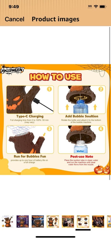 Automatic Bubble Lights Machine Swinging Stump Halloween Decoration Animated USB