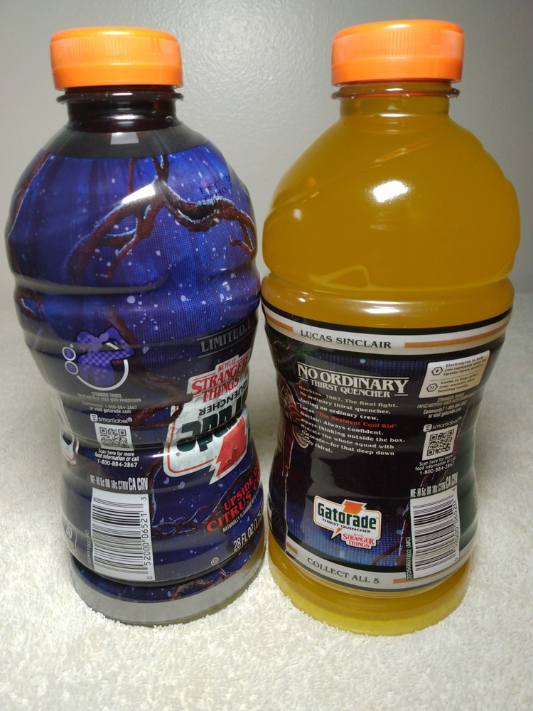 2 Gatorade Upside Down Citrus Cooler 28oz Bottle Stranger Things Lucas Sinclair