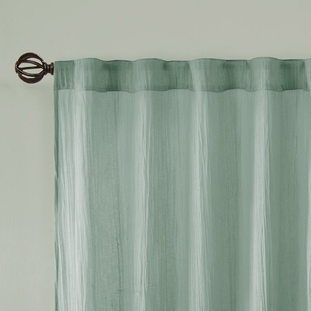 Madison Park Harper Solid Crushed Semi Sheer 84" x 84" Window Panel PAIR - Aqua