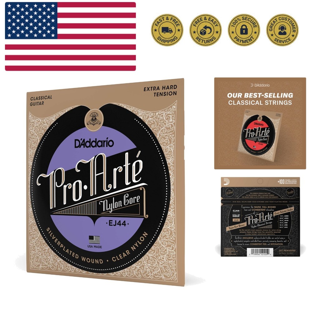 Pro Arté Nylon Classical Guitar Strings, EJ44, Extra Hard Tension, 6-String S...