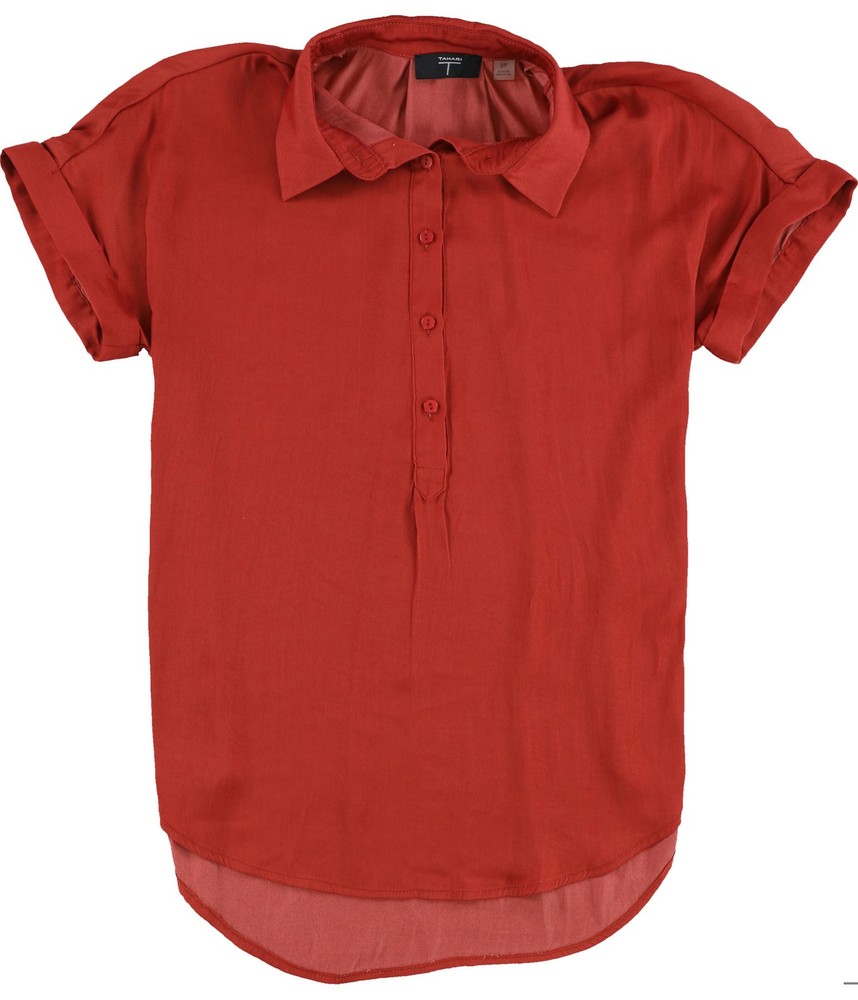 T Tahari Womens Solid Tunic Blouse