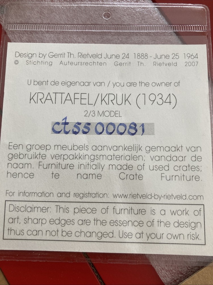 Rietveld Red Crate Table Junior