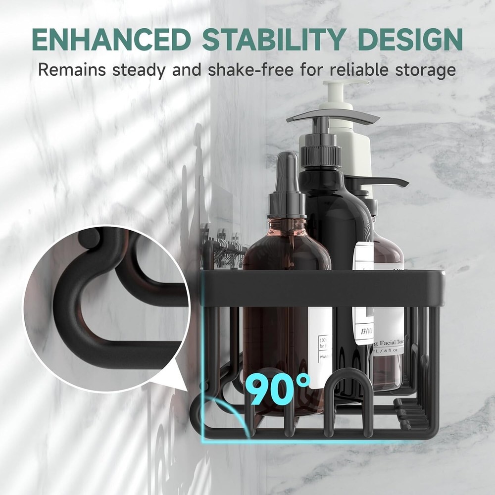 6-Piece Stainless Steel Shower Caddy Set - Rustproof, Adhesive Storage Solution