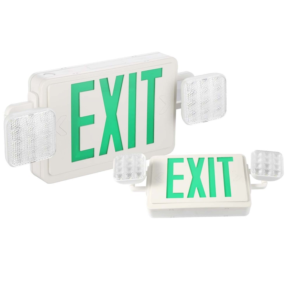 UL Listed Led 2 Packs Led Green Exit Sign with Battery Backup Combo Exit Light.