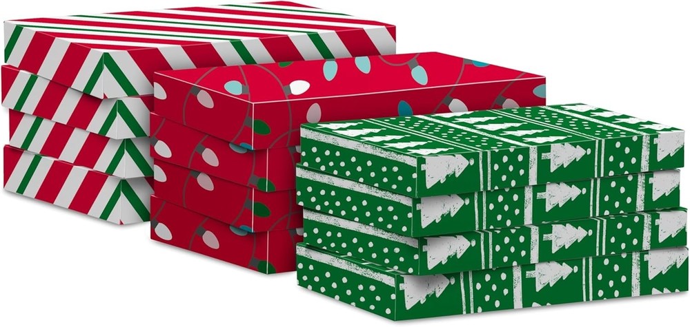Christmas Gift Boxes with Lids 12 Pack Medium Holiday Present Boxes