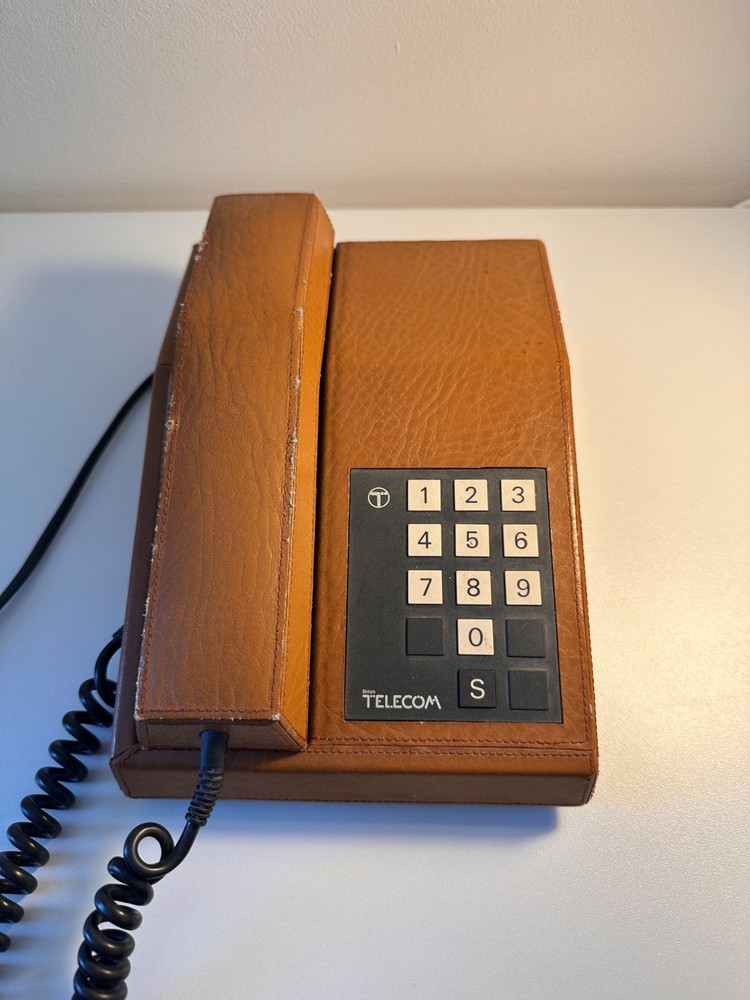 Vintage Leather British Telecom Push Button Telephone