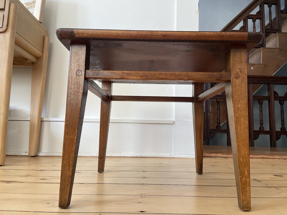Vintage Lane Sequence Walnut Side Table MCM Black Laminate Top 1963