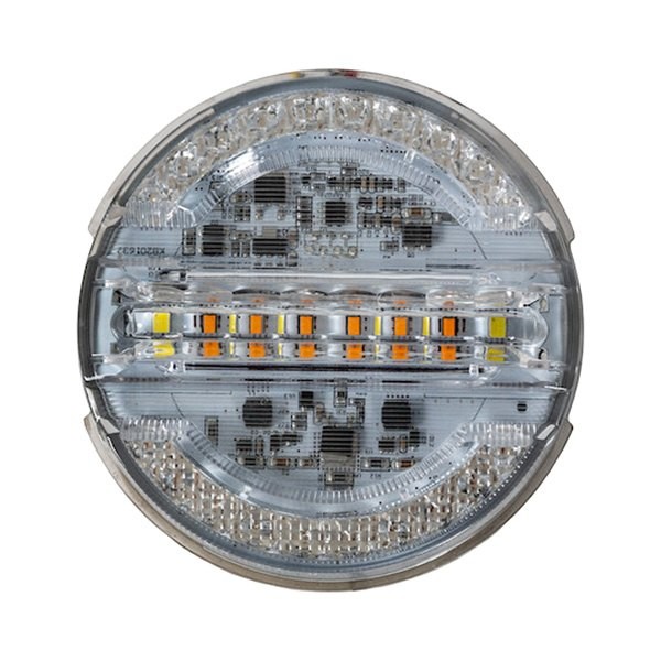 4" Round Grommet Mount LED Combination Tail Light w Backup & Strobe Light