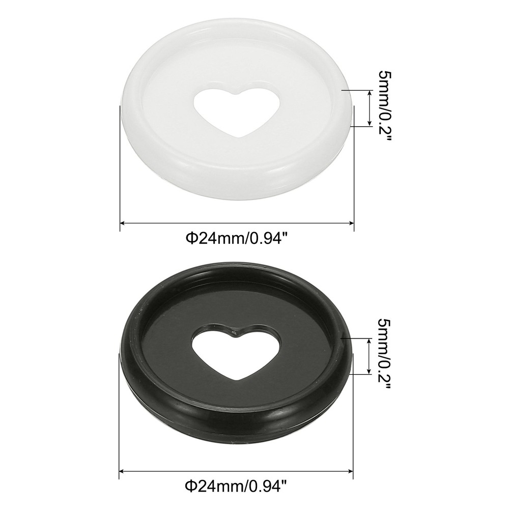 24mm Plastic Book Binding Discs, 22 Pack Expansion Discs Heart, Black/White