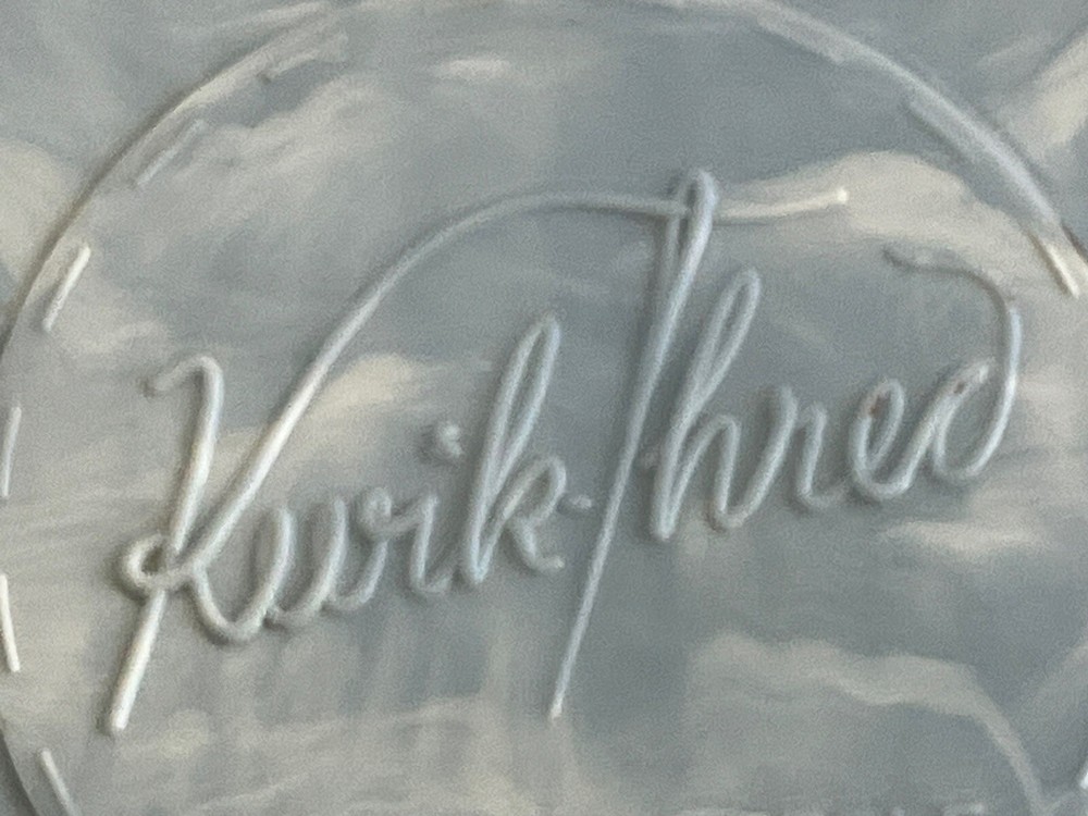 Vintage Kwik Thred Automatic Needle Threader BLUE SWIRL Plastic Box EMPTY