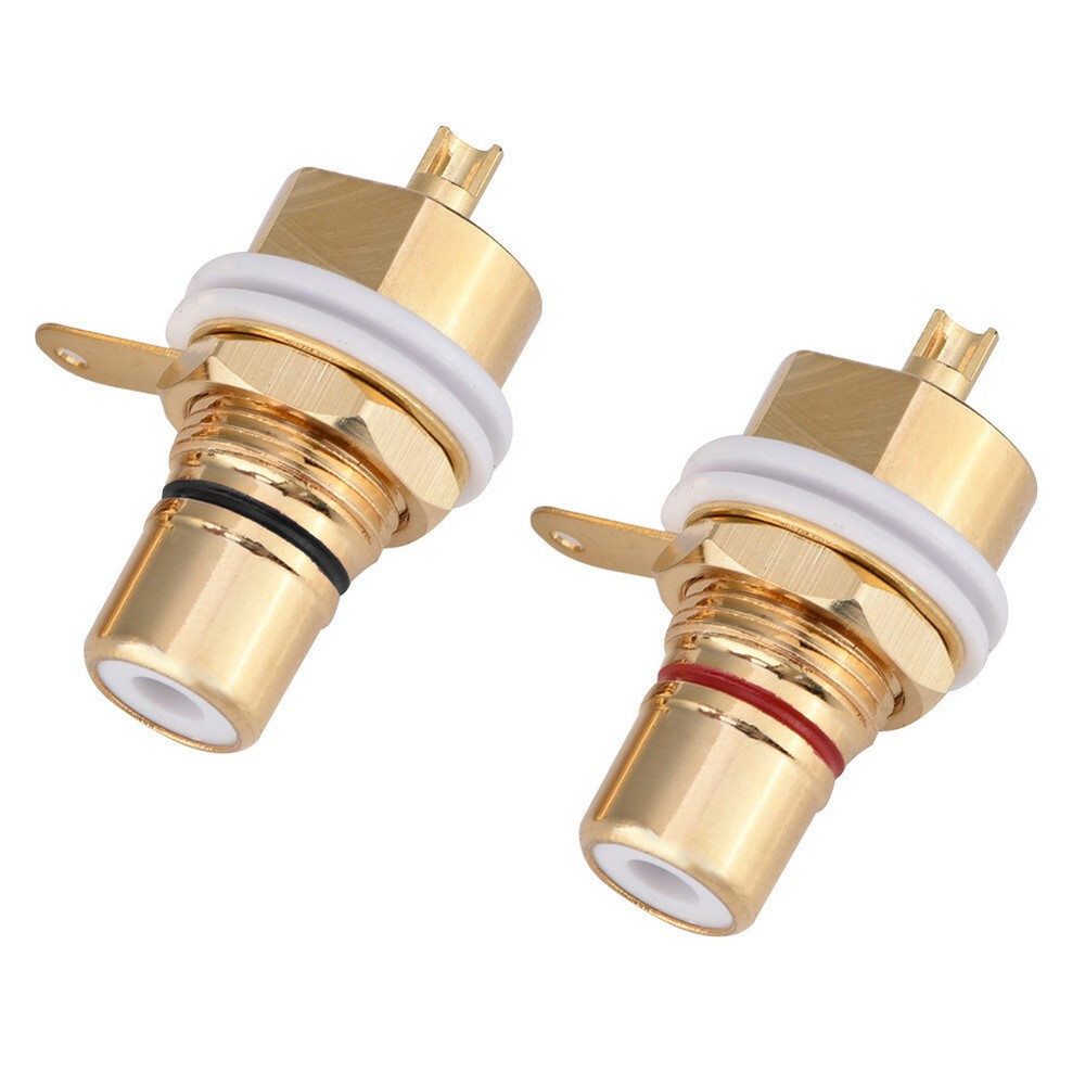 2PCS RCA Female Chassis Panel Mount Socket Connector Gold Plated Adapter