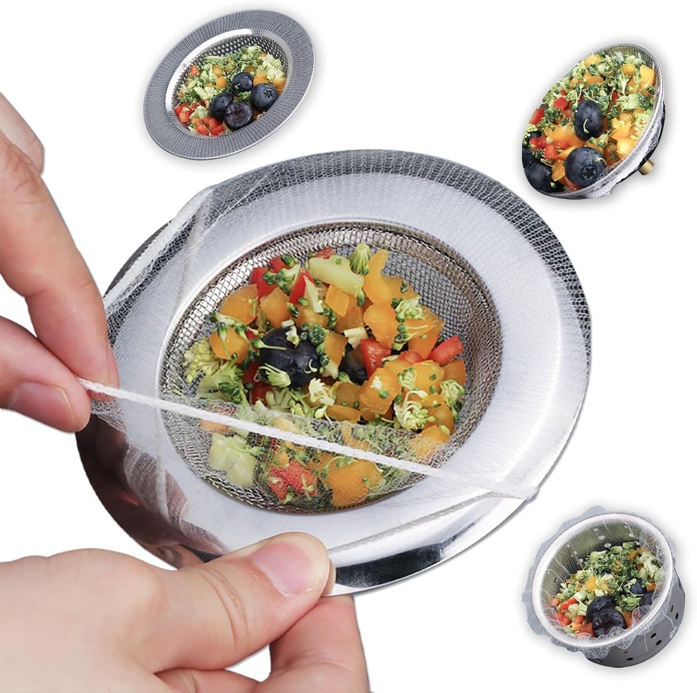 Kitchen Disposable Mesh Sink Strainer Bag Fits Sink Strainer Elastic