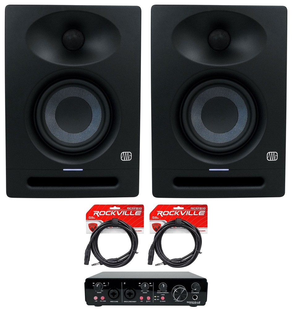 2 Presonus Eris Studio 4 Powered Active 4.5" Studio Monitors + 2x2 USB Interface