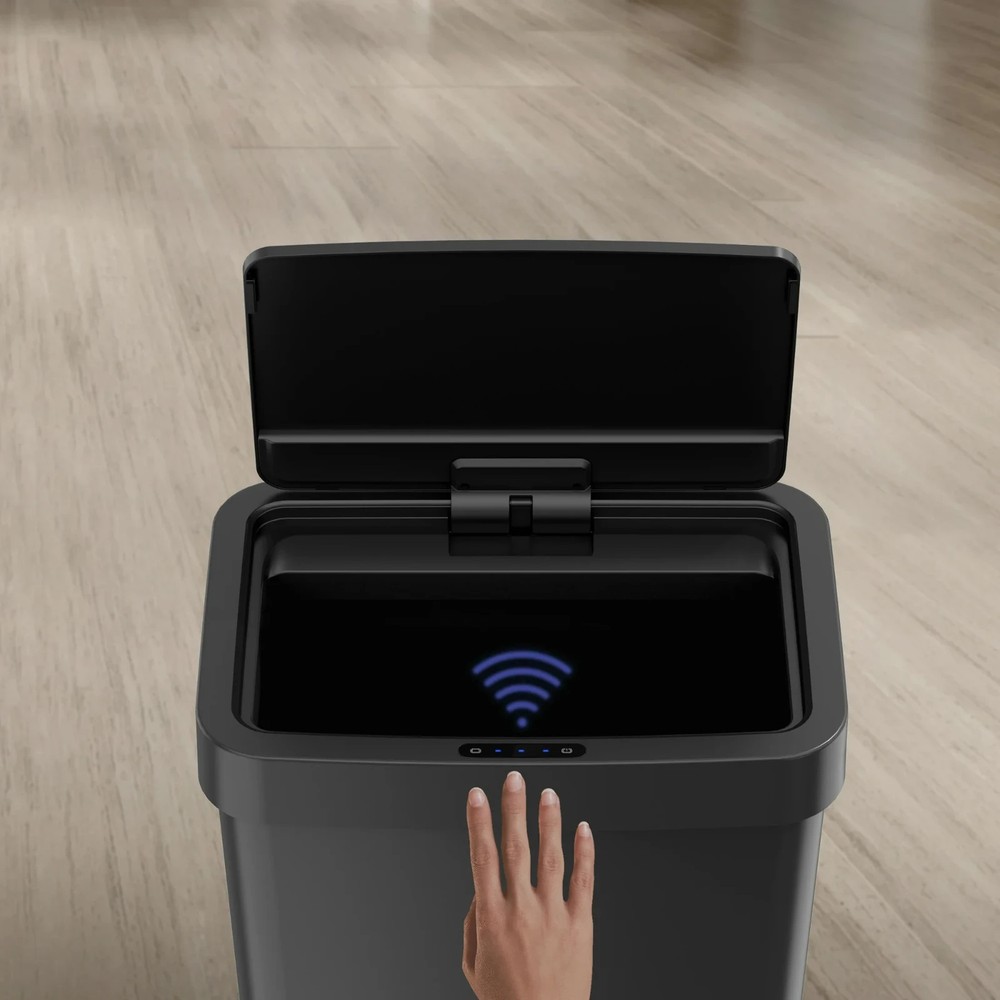 Mainstays Kitchen Automatic Trash Can, 13.2 Gallon Plastic Motion Sensor Garbage