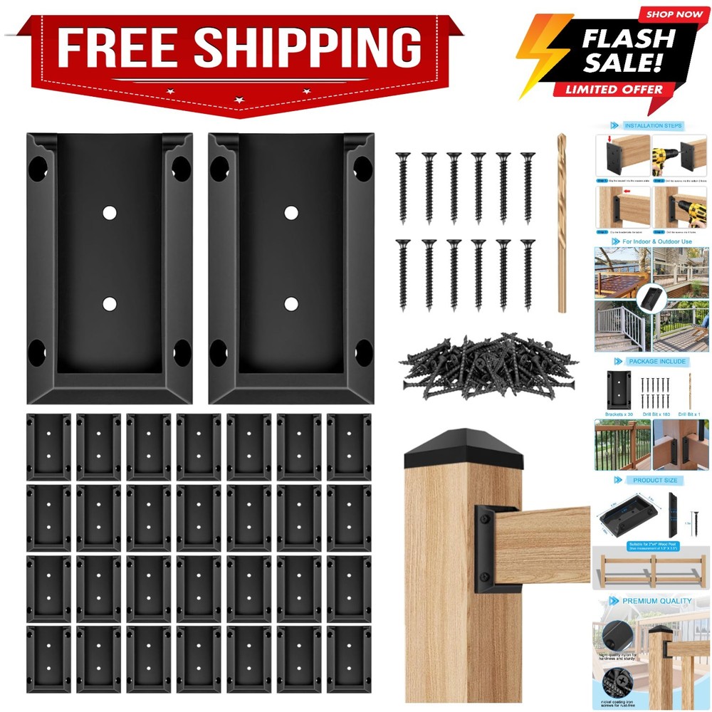 30PCS Deck Railing Bracket Connectors for 2x4 Railing Wood Post, Railing Post...