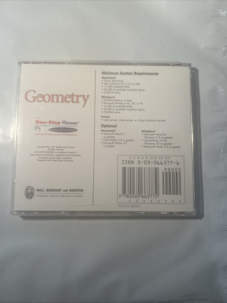 One-Stop Planner Geometry [CD-ROM] Mac & Win Compatible Dynamics Test Generator