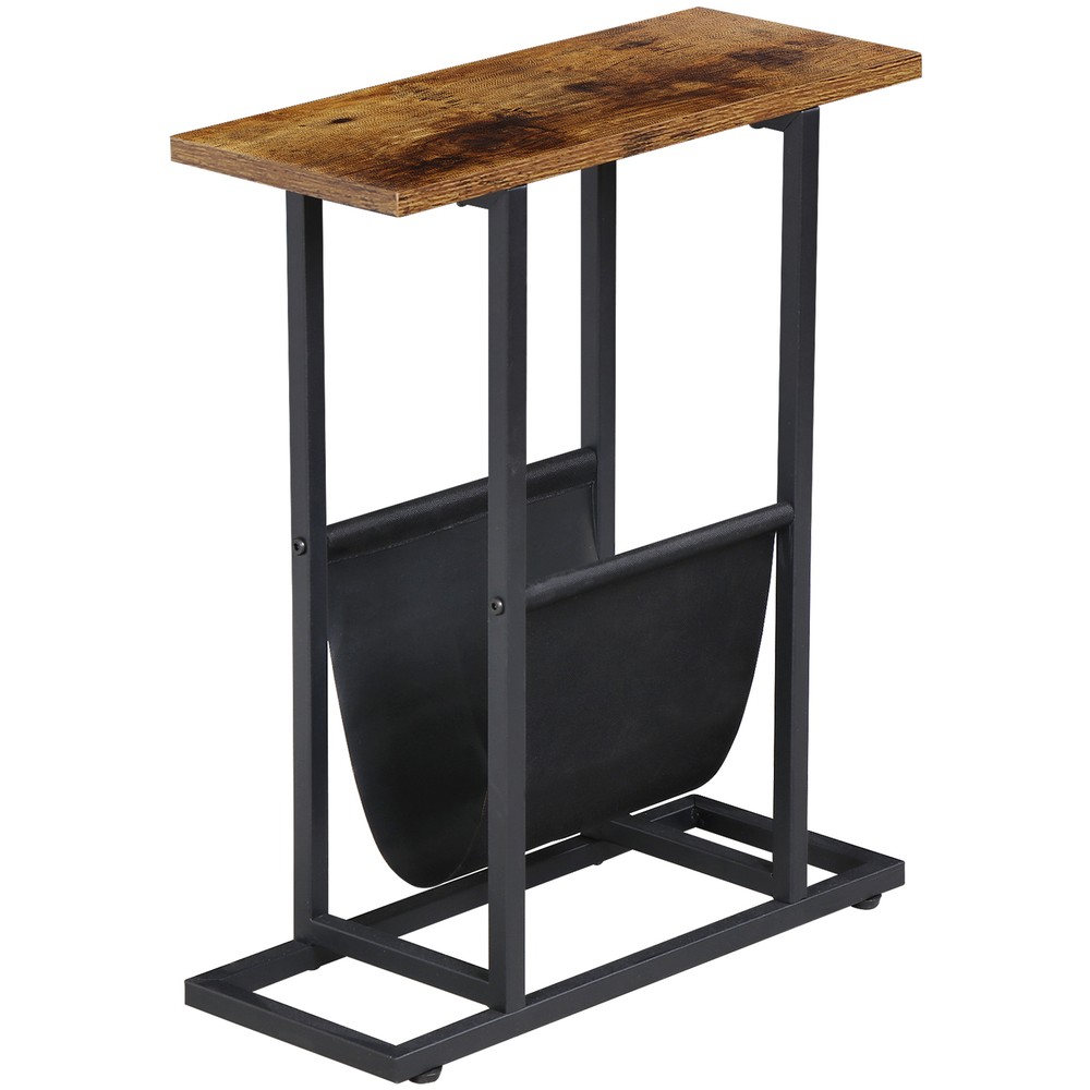 2PCS Narrow Sofa Side End Table Snack Bedside Table Storage Holder Rustic Brown