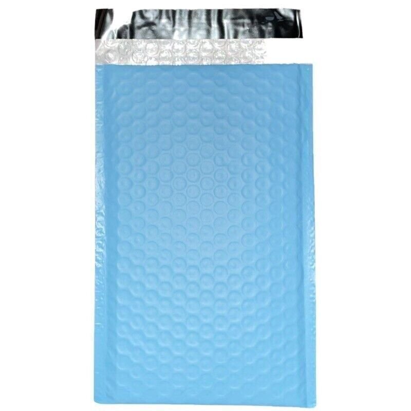 50 7.25" x 11" Light Blue Poly Bubble Mailers Self Seal Envelopes