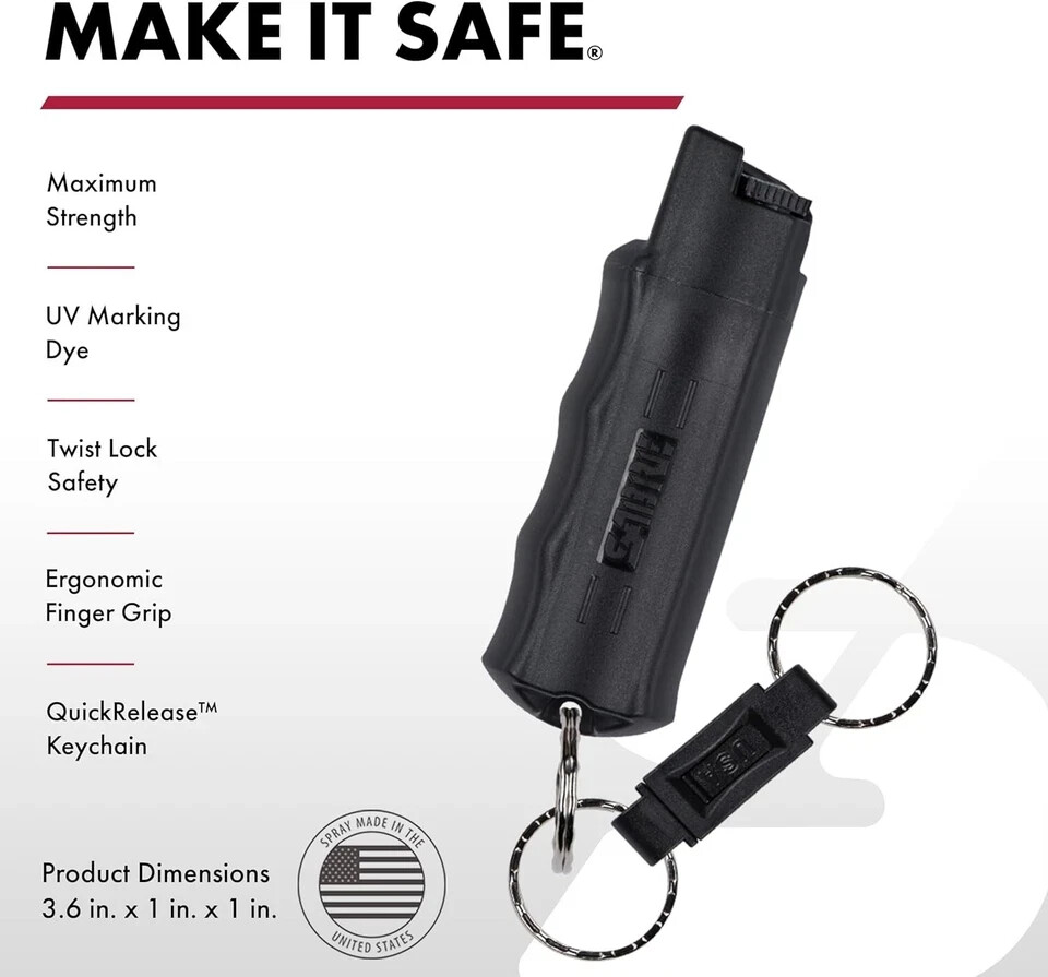 Pepper Spray, Quick Release Keychain for Easy Carry and Fast Access
