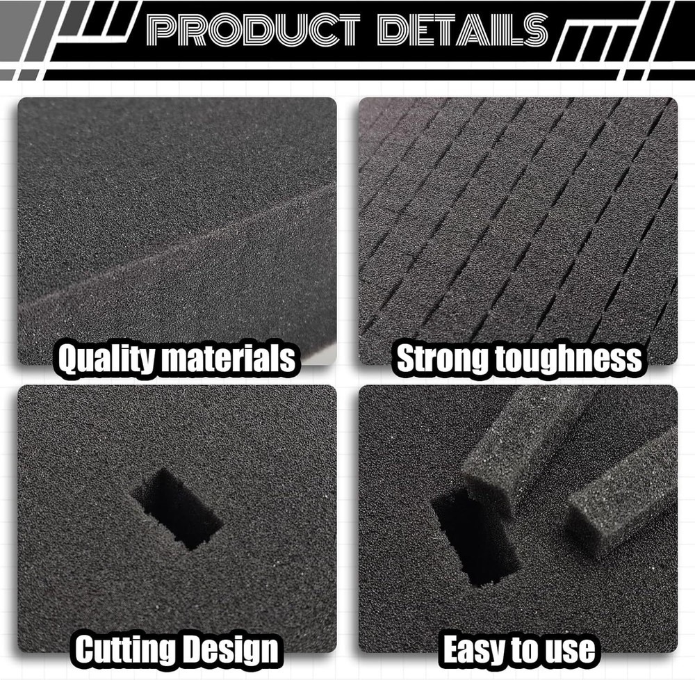4 Pcs Foam Insert for Case, Pick Apart and Pluck Foam, Gun Case Foam Inserts