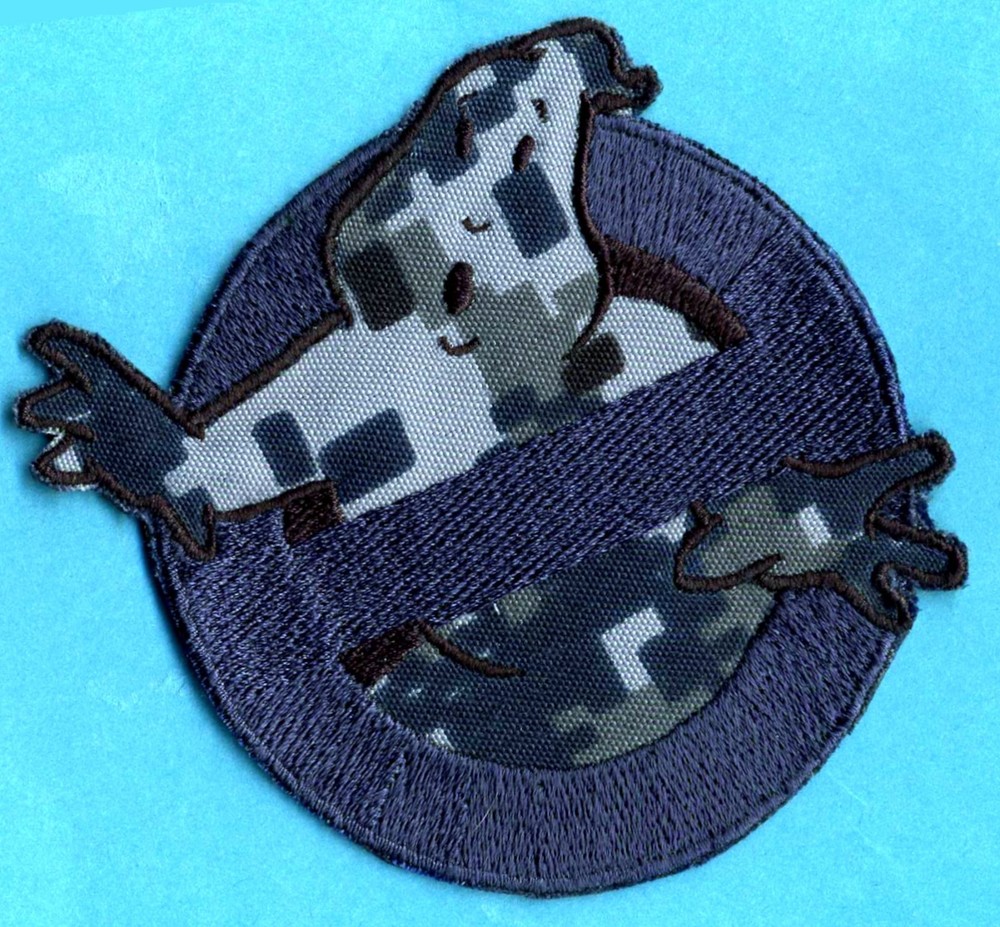Blue Camouflage Ghostbusters No Ghost Embroidered Iron-on Patch [Navy]