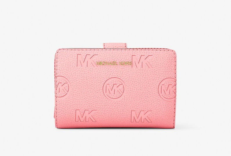 Michael Kors Jet Set Travel Medium Logo Debossed Billfold Wallet Carnation