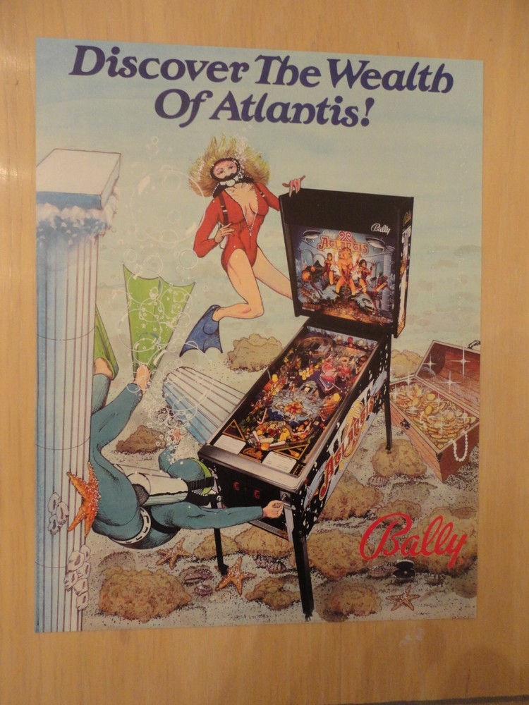 Atlantis Pinball Flyer  Bally Original Brochure