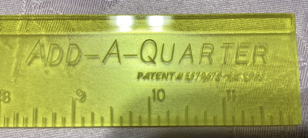 Add-A-Quarter™ - 12" Ruler - 1/4" Lip - Simplifies Foundation & Template Piecing